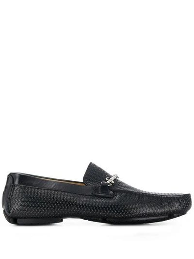 Cesare Paciotti Weaved Style Loafers In Blue