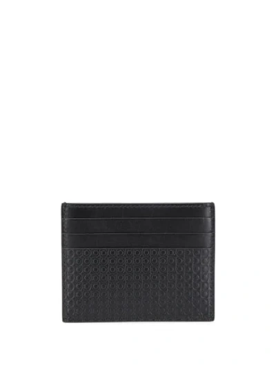 Ferragamo Mini Gancini Leather Card Case In Black