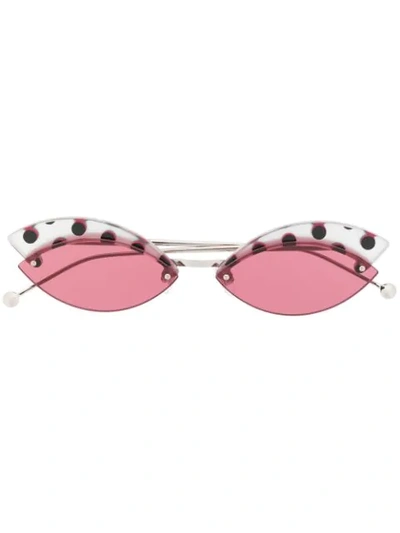 Fendi Polka Dot Cat-eye Sunglasses In Silver