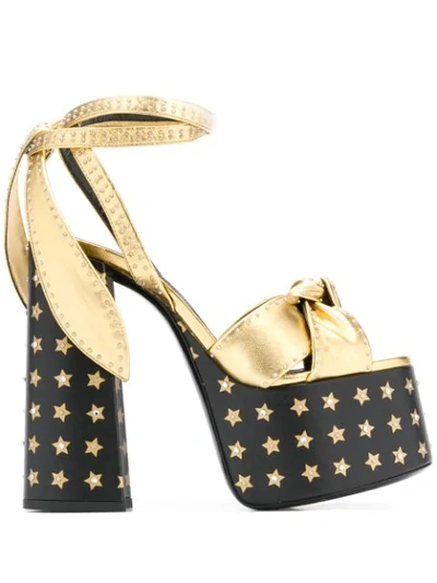 Saint Laurent Paige Star Platform Sandals In Gold