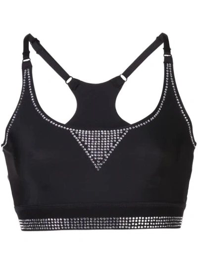 Adam Selman Sport Crystal-embellished Stretch-nylon Bra Top In Black