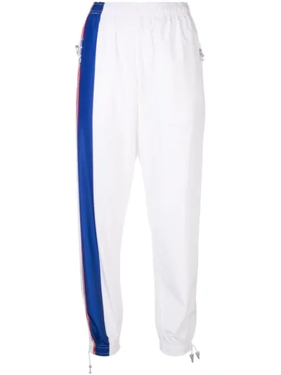 Adam Selman Sport Logo Stripe Track Pants In White