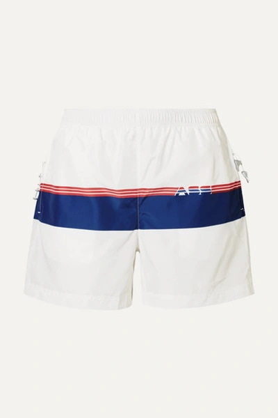 Adam Selman Sport Logo Stripe Track Shorts In White