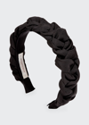 Jennifer Behr Lorelei Braided Silk-faille Headband In Black