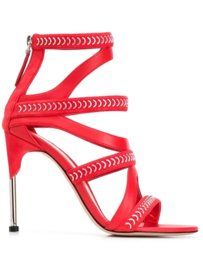 Alexander Mcqueen Embellished Strappy Sandals In Red