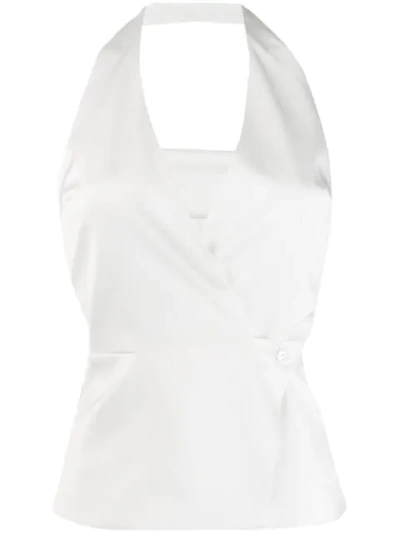 Blanca Slim-fit Halterneck Top In White