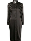 Bottega Veneta Knee-length Satin Shirtdress In Dark Brown