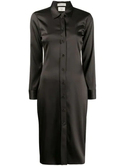 Bottega Veneta Knee-length Satin Shirtdress In Dark Brown