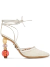 Jacquemus Tie-detailed Accent Heel Portofino Pumps In Neutrals