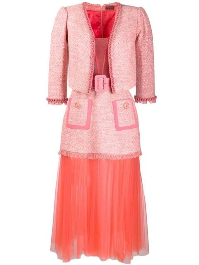 Elisabetta Franchi Asymmetric Tulle Skirt Dress - Pink