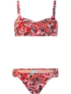Emmanuela Swimwear Carla Floral Print Bikini In Red