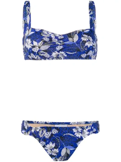 Emmanuela Swimwear Carla Floral Print Bikini In Blue