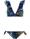 Emmanuela Swimwear Ioanna Ruffled Bikini In Blue