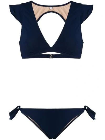 Emmanuela Swimwear Ioanna Ruffled Bikini In Blue