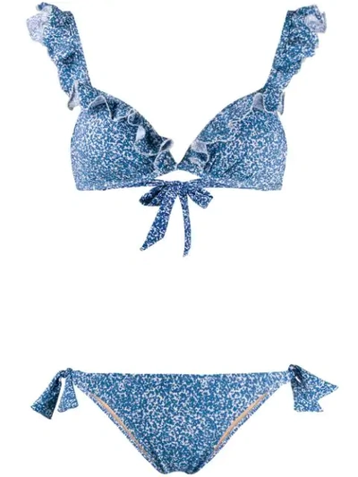 Emmanuela Swimwear Myrto Ruffled Bikini In Blue