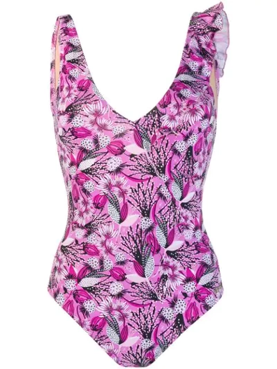 Emmanuela Swimwear Olivia Floral Print Swimsuit In Purple