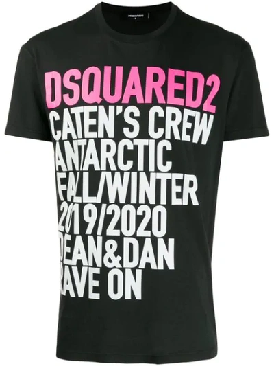 Dsquared2 Logo Slogan Print T-shirt In Black