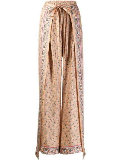 Chloé Paisley Print Wrap Trousers In Neutrals