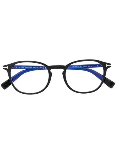 Tom Ford Classic Round Glasses In Black