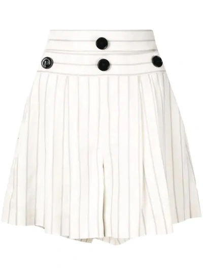 Comme Moi Pinstripe Shorts In White