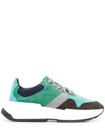 Mm6 Maison Margiela Panelled Lace-up Sneakers In Green
