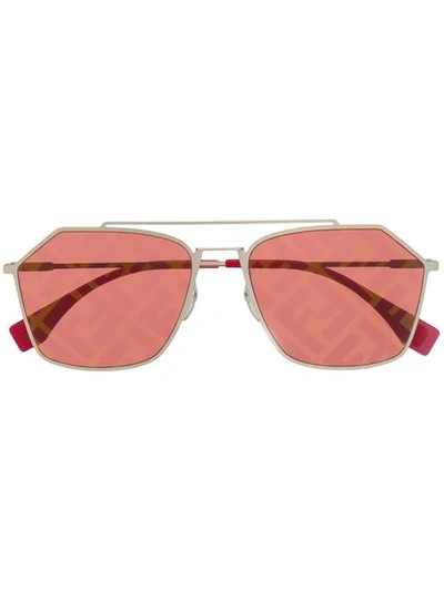 Fendi Monogram Lense Sunglasses In Y110l Red Silver