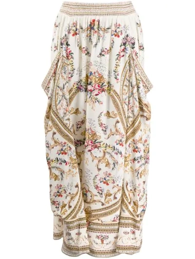 Camilla Floral Baroque Print Skirt - Neutrals