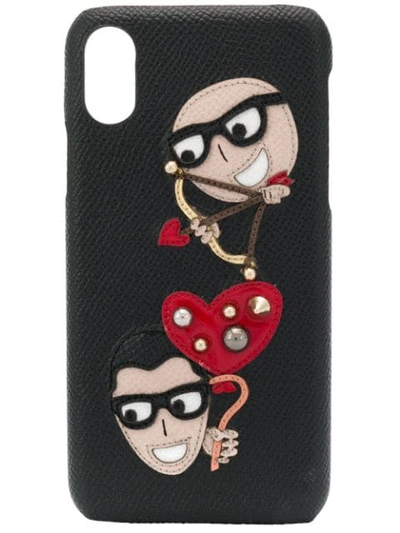 Dolce & Gabbana Iphone X Case With Designers' Patches In Black