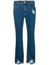 Don't Cry Frayed Bootcut Jeans In Blue