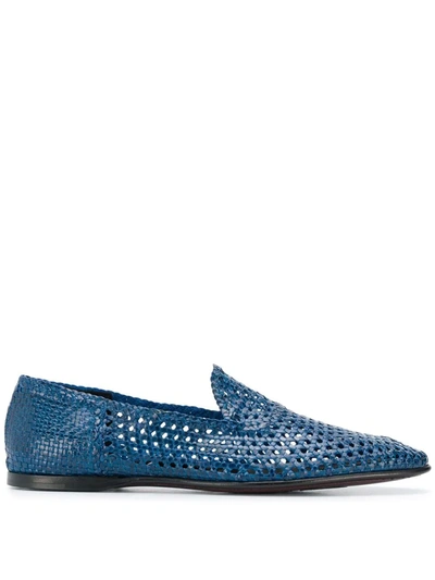 Dolce & Gabbana Woven Loafers In Blue