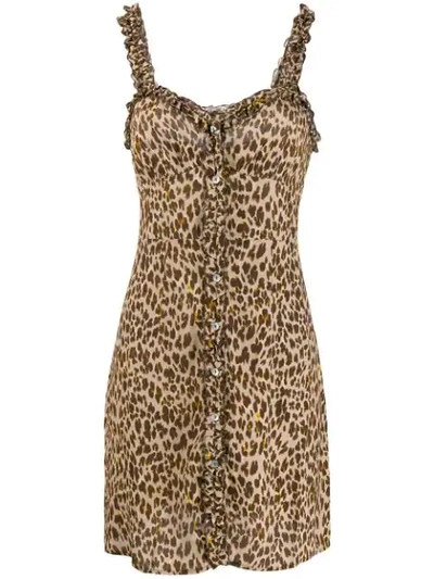Andamane Leopard Pattern Sleeveless Dress In Brown