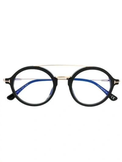 Tom Ford Round Frame Glasses In Black