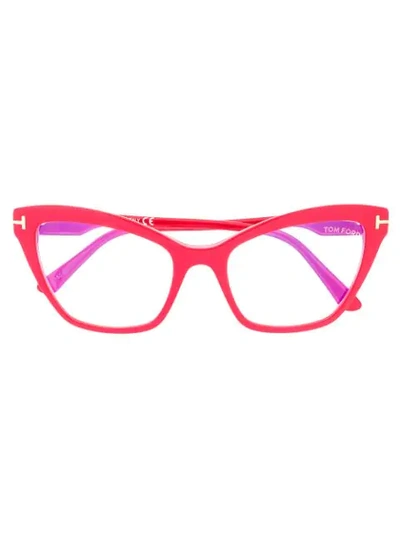 Tom Ford Cat Eye Frame Glasses In Red