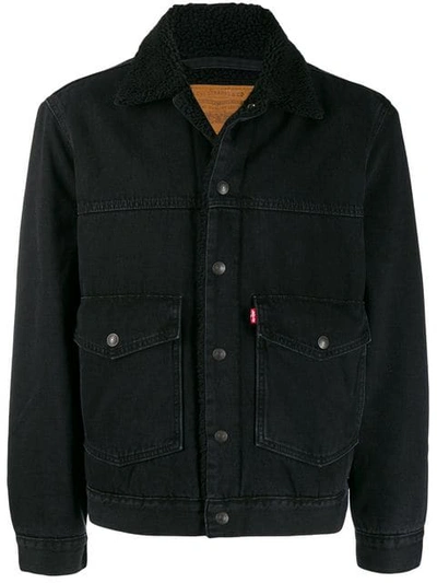 Levi's Shearling Lined Denim Jacket In Black