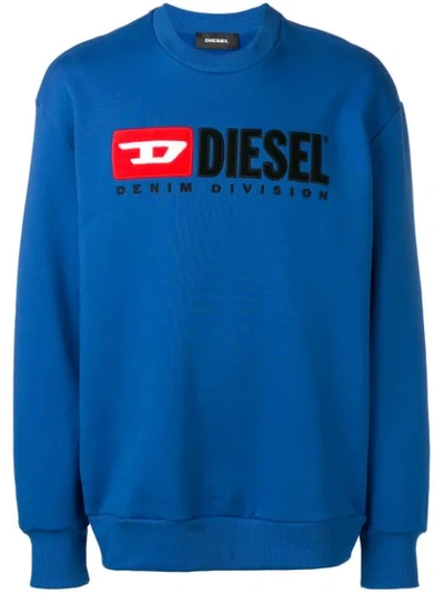 Diesel Contrast Logo Sweatshirt In Blue