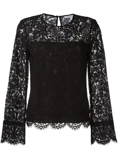 Diane Von Furstenberg Lace Detail Blouse In Black