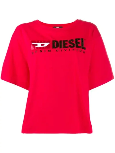 Diesel Contrast Logo T-shirt In Red