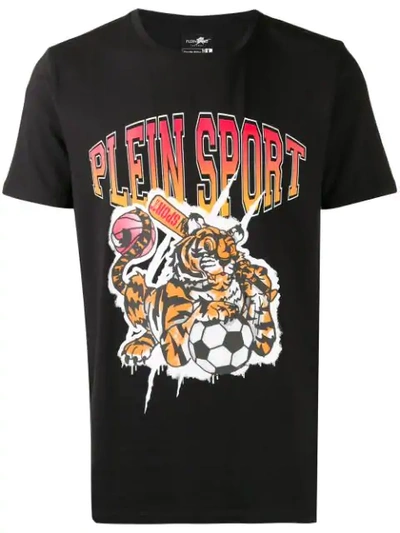 Plein Sport Contrast Logo T-shirt In Black