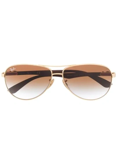 Ray Ban Aviator Sunglasses In Gold