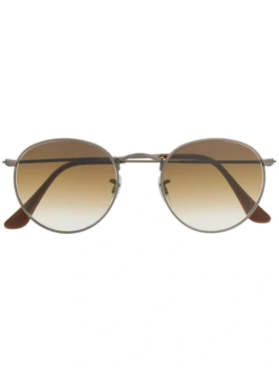 Ray Ban Round Frame Sunglasses In Brown
