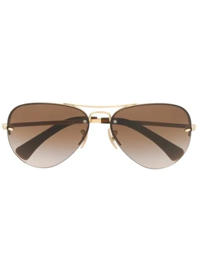 Ray Ban Aviator Sunglasses In Gold
