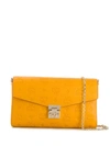 Mcm Embossed Logo Crossbody Bag In Yellow