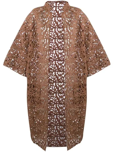 Gianluca Capannolo Brocade Lace Coat In Brown