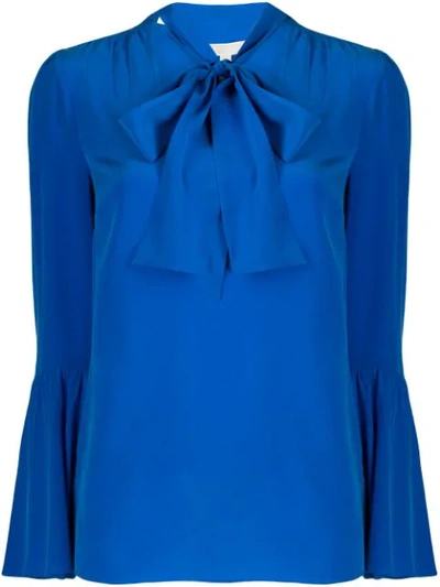 Michael Michael Kors Pussy Bow Blouse In Blue