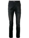 Philipp Plein Ripped Skinny Jeans In Black