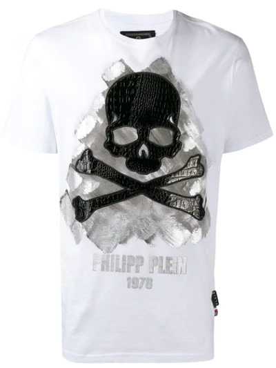 Philipp Plein Skull Patch T-shirt In White