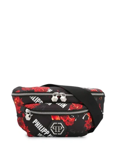 Philipp Plein Rose Print Belt Bag In Black