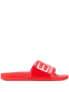 Ea7 Emporio Armani Printed Logo Slides - Red