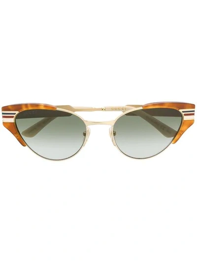 Gucci Striped Detail Sunglasses In 003