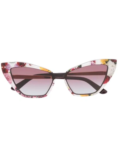 Dolce & Gabbana Floral Print Cat Eye Sunglasses In Violet